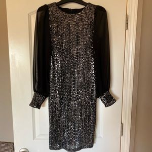 Beautiful Sequin dress with chiffon sleeves and sequins cuffs